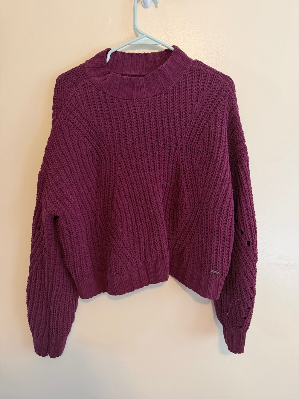 Hollister Plum Ribbed Mock Neck Sweater